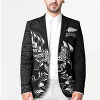 New Zealand Lawn Bowls Custom Blazer Black Maori Warrior Tribal Silver Fern LT9 - Polynesian Pride