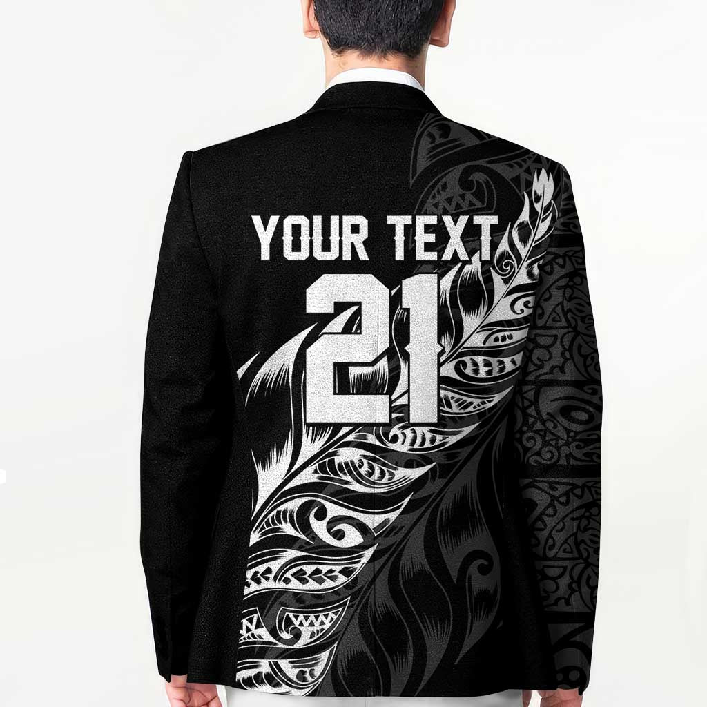 New Zealand Lawn Bowls Custom Blazer Black Maori Warrior Tribal Silver Fern LT9 - Polynesian Pride