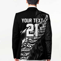 New Zealand Lawn Bowls Custom Blazer Black Maori Warrior Tribal Silver Fern LT9 - Polynesian Pride