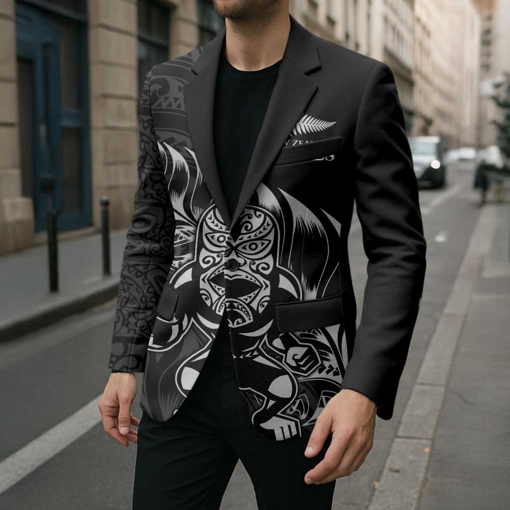 New Zealand Lawn Bowls Custom Blazer Black Maori Warrior Tribal Silver Fern LT9 - Polynesian Pride