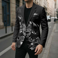 New Zealand Lawn Bowls Custom Blazer Black Maori Warrior Tribal Silver Fern LT9 - Polynesian Pride