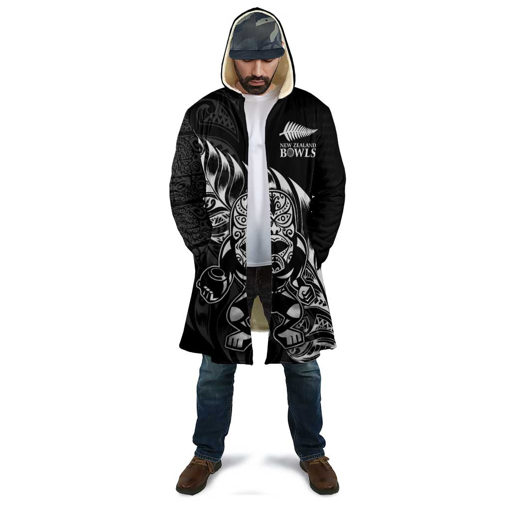 New Zealand Lawn Bowls Custom Cloak Black Maori Warrior Tribal Silver Fern LT9 - Polynesian Pride