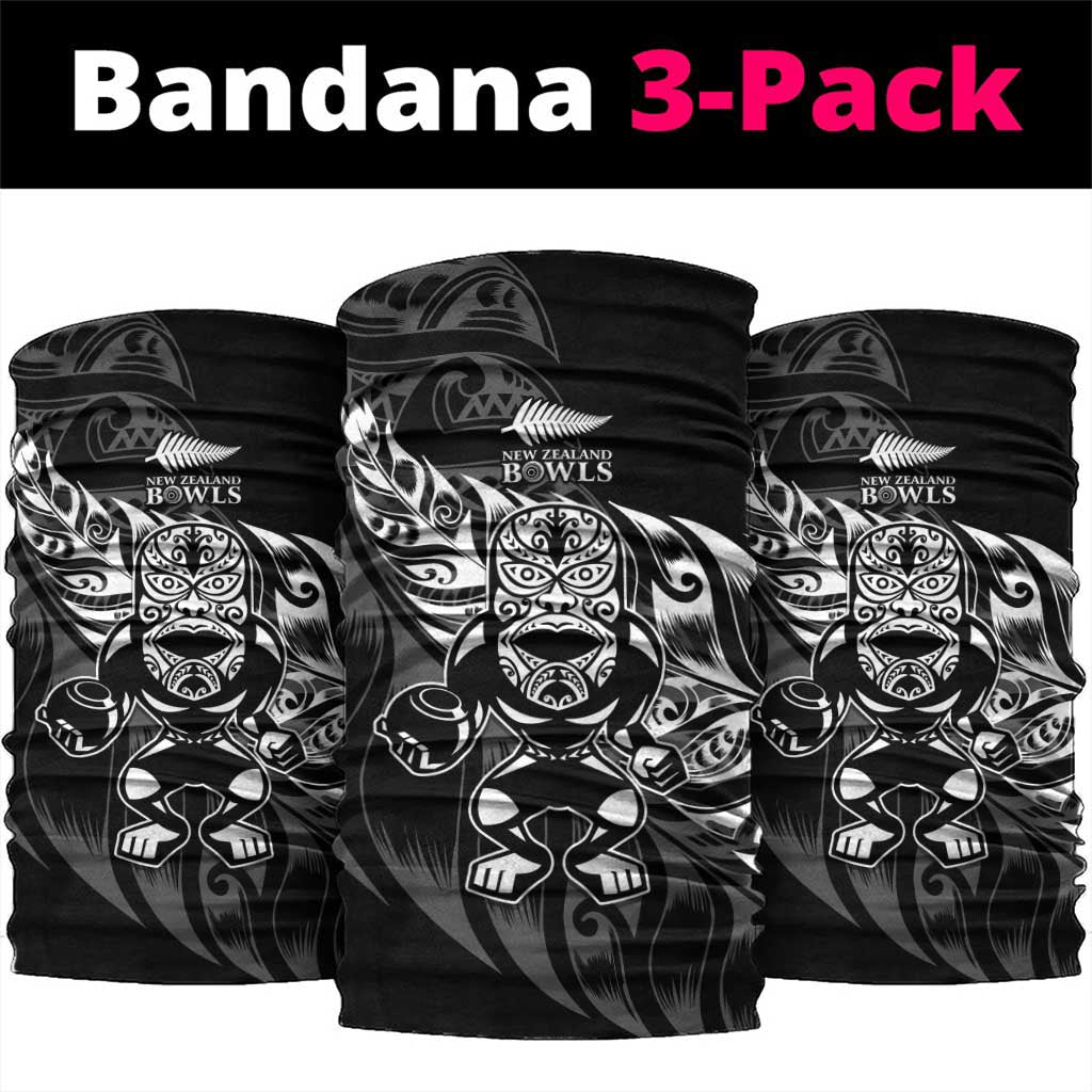 New Zealand Lawn Bowls Neck Gaiter Black Maori Warrior Tribal Silver Fern LT9 package One Size: 25*50cm Black - Polynesian Pride