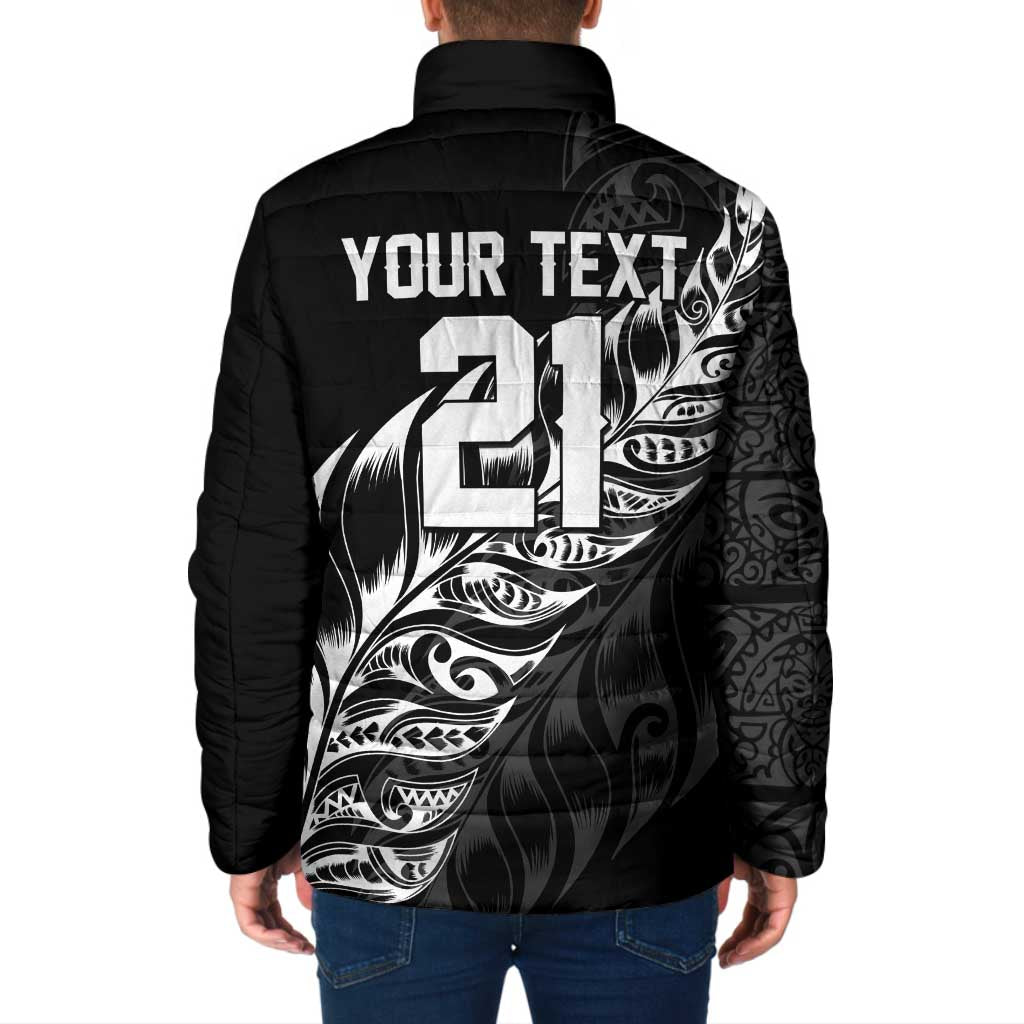 New Zealand Lawn Bowls Custom Padded Jacket Black Maori Warrior Tribal Silver Fern LT9 - Polynesian Pride