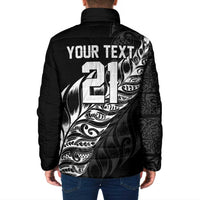New Zealand Lawn Bowls Custom Padded Jacket Black Maori Warrior Tribal Silver Fern LT9 - Polynesian Pride