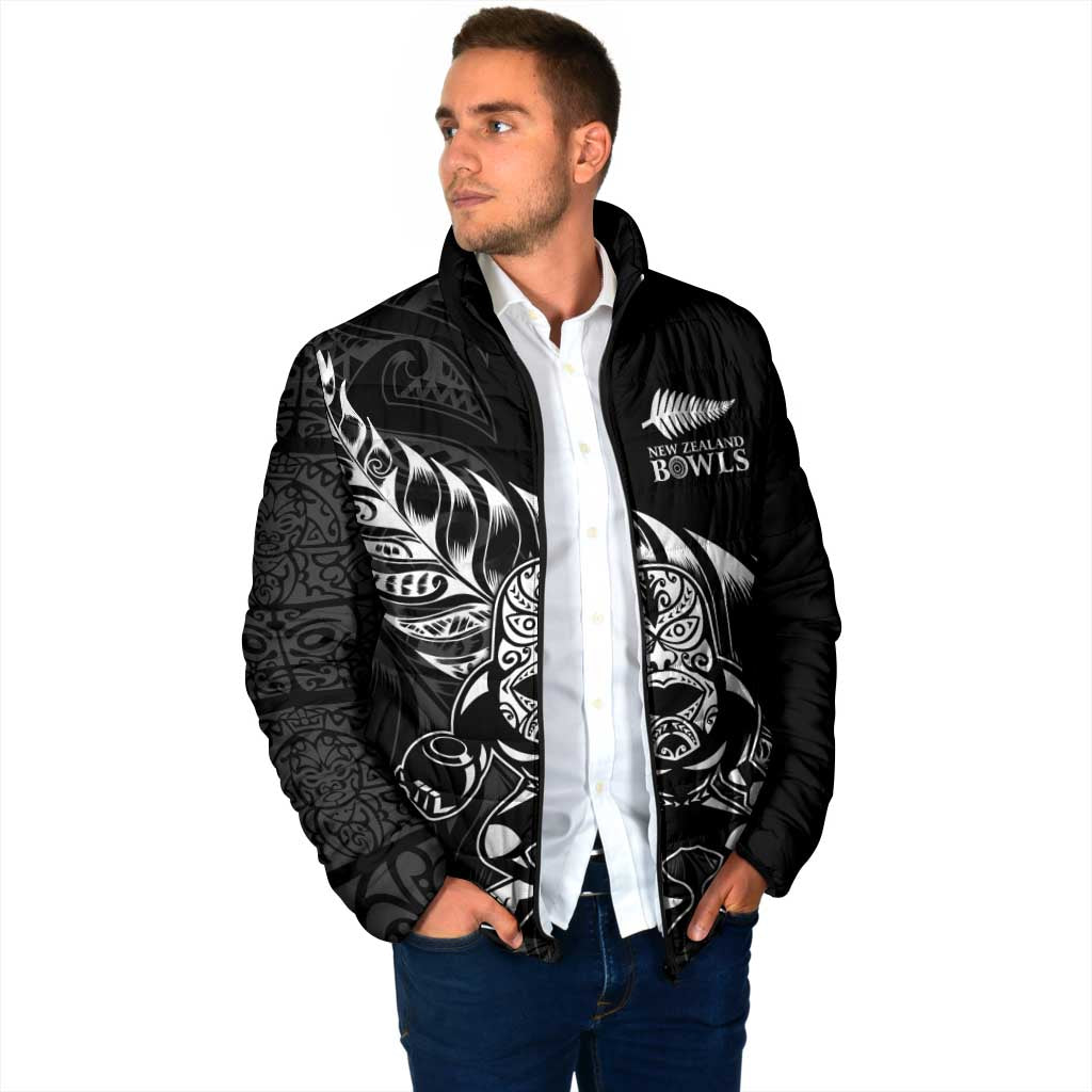 New Zealand Lawn Bowls Custom Padded Jacket Black Maori Warrior Tribal Silver Fern LT9 - Polynesian Pride