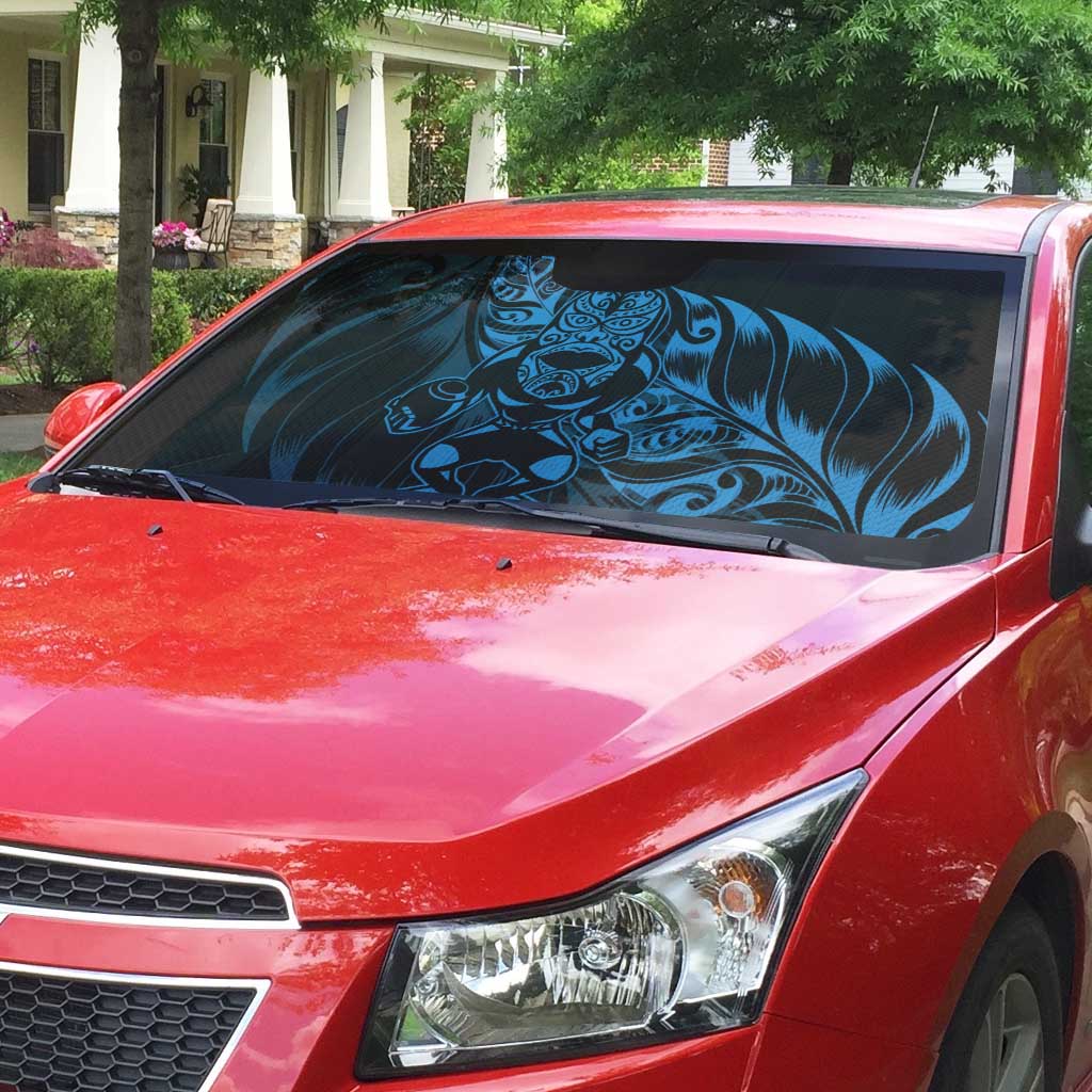 New Zealand Lawn Bowls Auto Sun Shade Blue Maori Warrior Tribal Silver Fern LT9 - Polynesian Pride