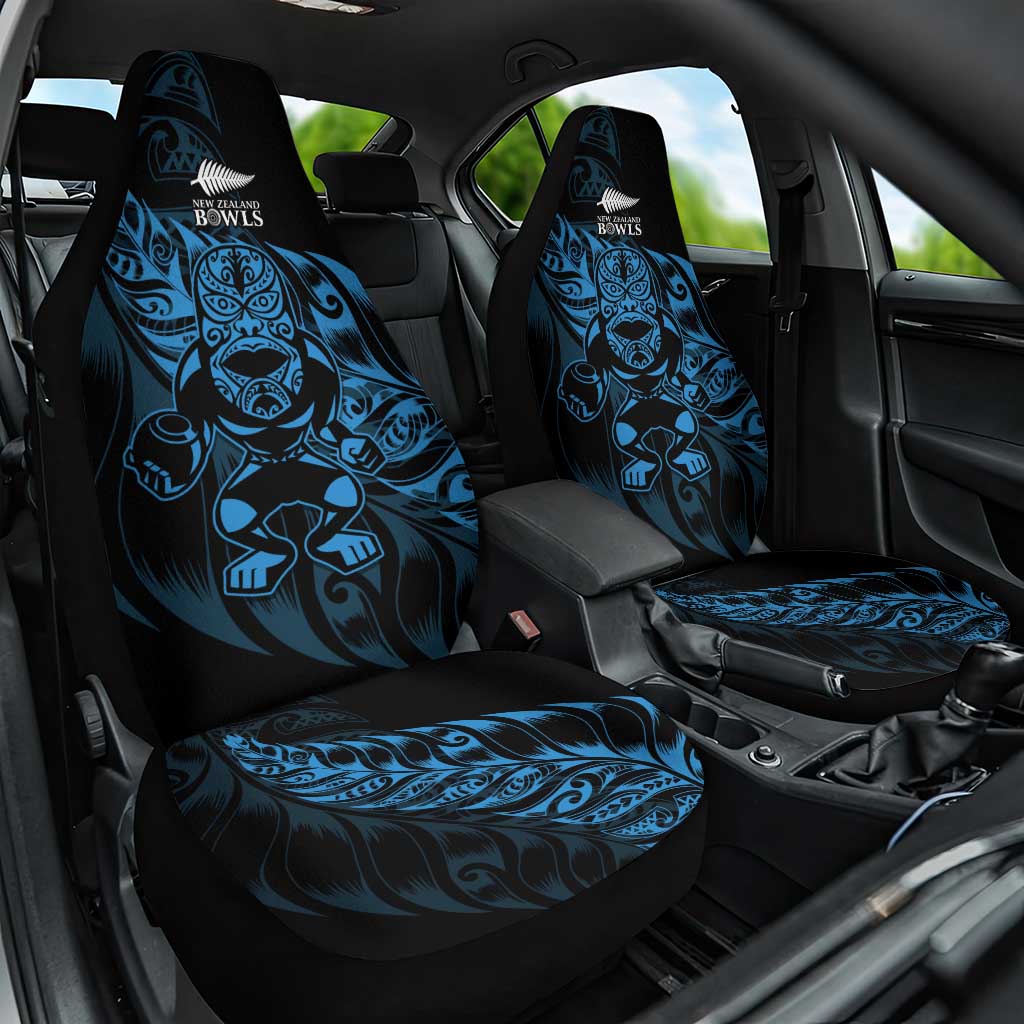 New Zealand Lawn Bowls Car Seat Cover Blue Maori Warrior Tribal Silver Fern LT9 One Size Blue - Polynesian Pride