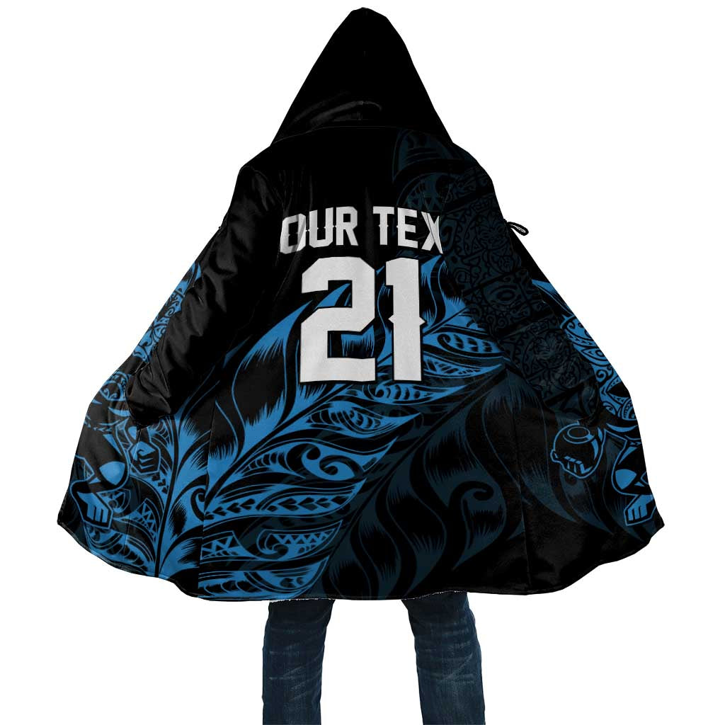 New Zealand Lawn Bowls Custom Cloak Blue Maori Warrior Tribal Silver Fern LT9 Unisex Blue - Polynesian Pride