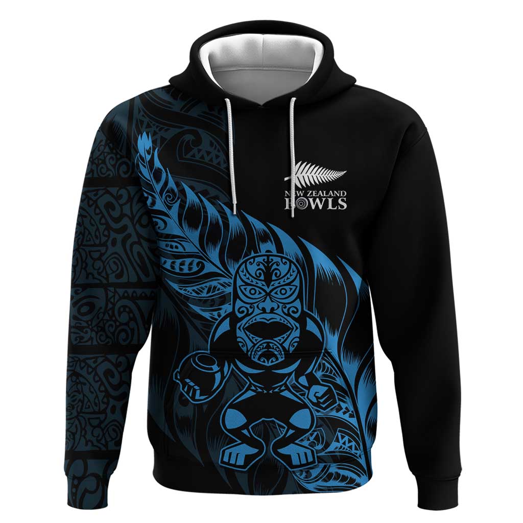 New Zealand Lawn Bowls Custom Hoodie Blue Maori Warrior Tribal Silver Fern LT9 Pullover Hoodie Blue - Polynesian Pride