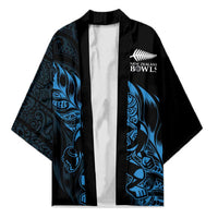New Zealand Lawn Bowls Custom Kimono Blue Maori Warrior Tribal Silver Fern LT9 Unisex Blue - Polynesian Pride