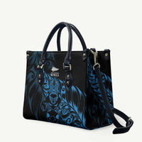 New Zealand Lawn Bowls Leather Bag Blue Maori Warrior Tribal Silver Fern LT9 Blue - Polynesian Pride