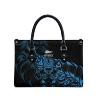 New Zealand Lawn Bowls Leather Bag Blue Maori Warrior Tribal Silver Fern LT9 - Polynesian Pride