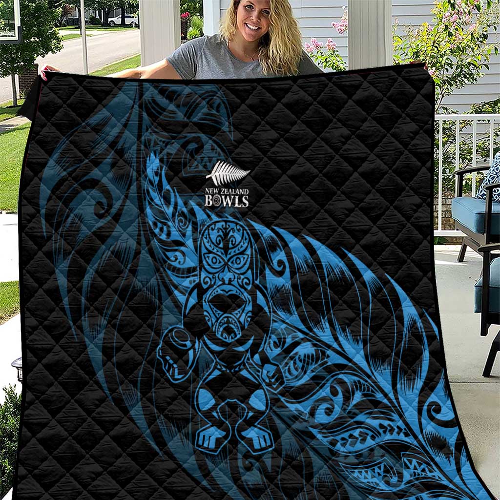 New Zealand Lawn Bowls Quilt Blue Maori Warrior Tribal Silver Fern LT9 Blue - Polynesian Pride