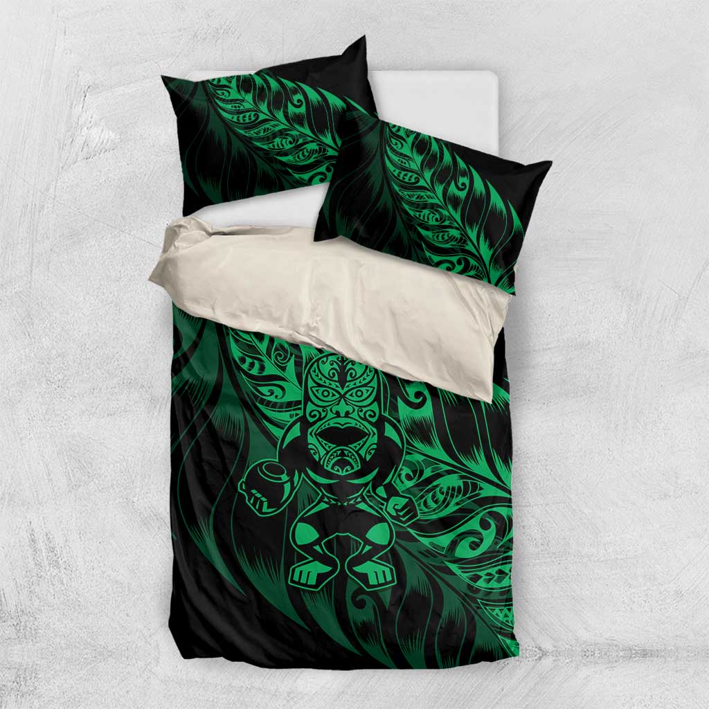 New Zealand Lawn Bowls Bedding Set Green Maori Warrior Tribal Silver Fern LT9 US Twin 172cm x 218cm Green - Polynesian Pride