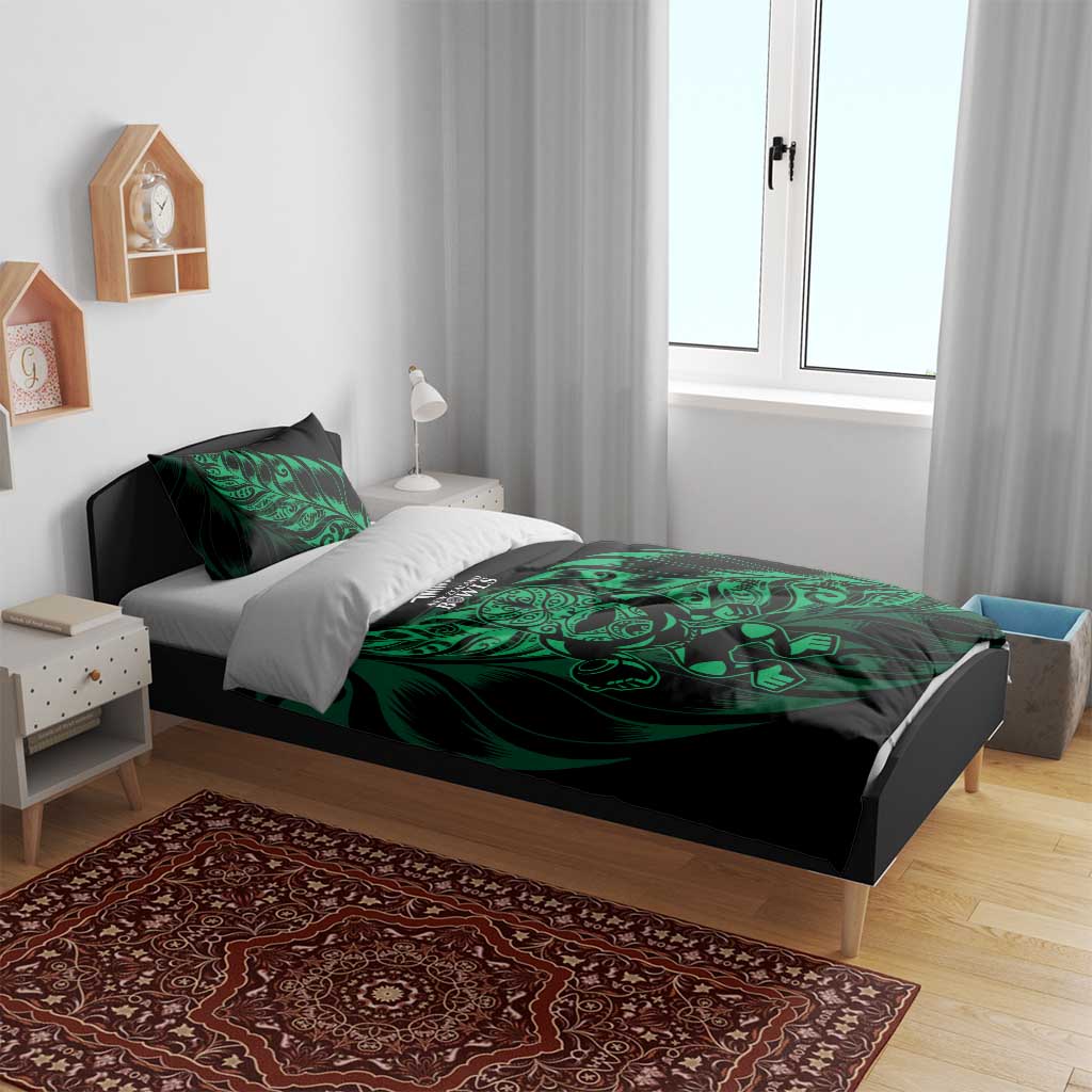 New Zealand Lawn Bowls Bedding Set Green Maori Warrior Tribal Silver Fern LT9 - Polynesian Pride