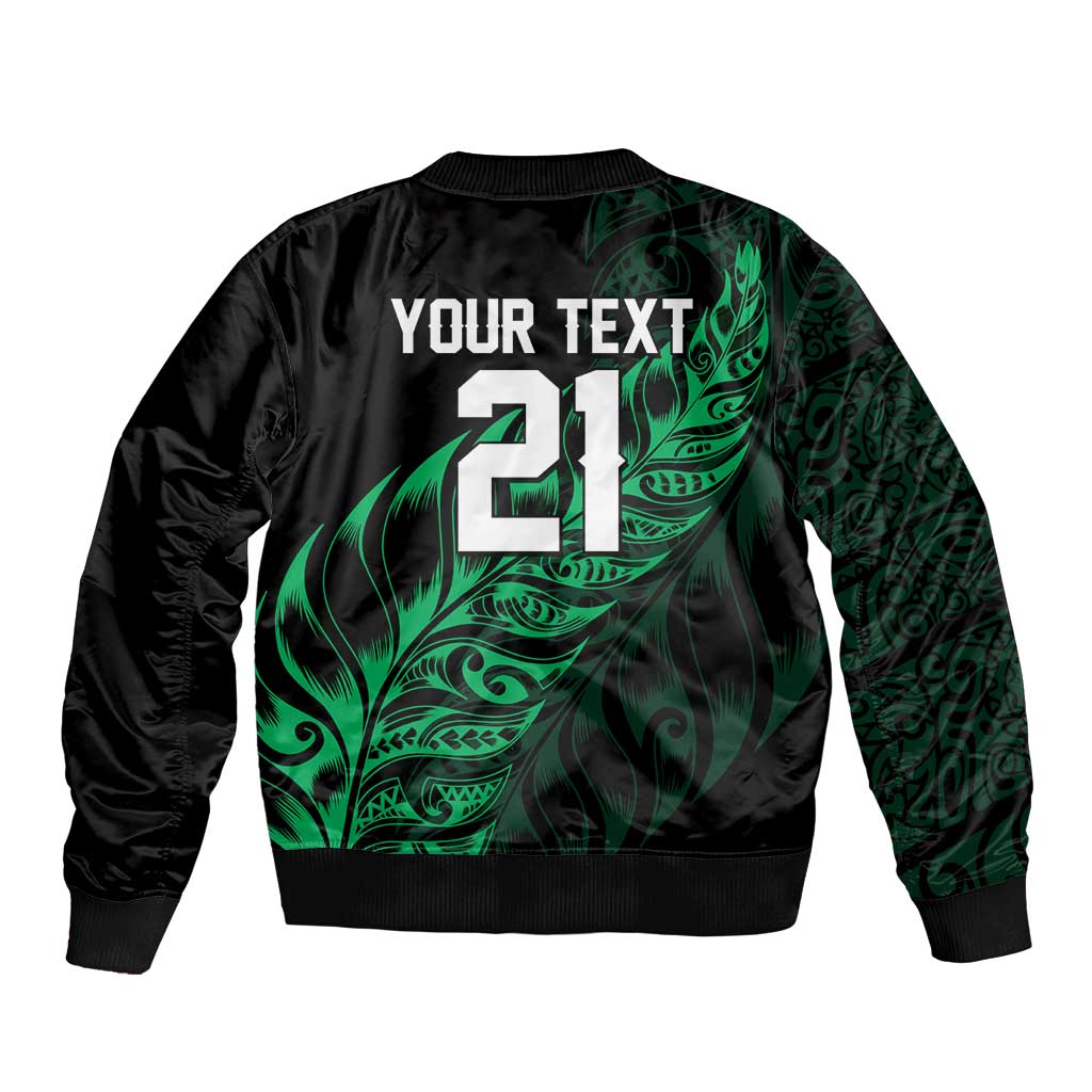 New Zealand Lawn Bowls Custom Bomber Jacket Green Maori Warrior Tribal Silver Fern LT9 - Polynesian Pride