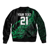 New Zealand Lawn Bowls Custom Bomber Jacket Green Maori Warrior Tribal Silver Fern LT9 - Polynesian Pride