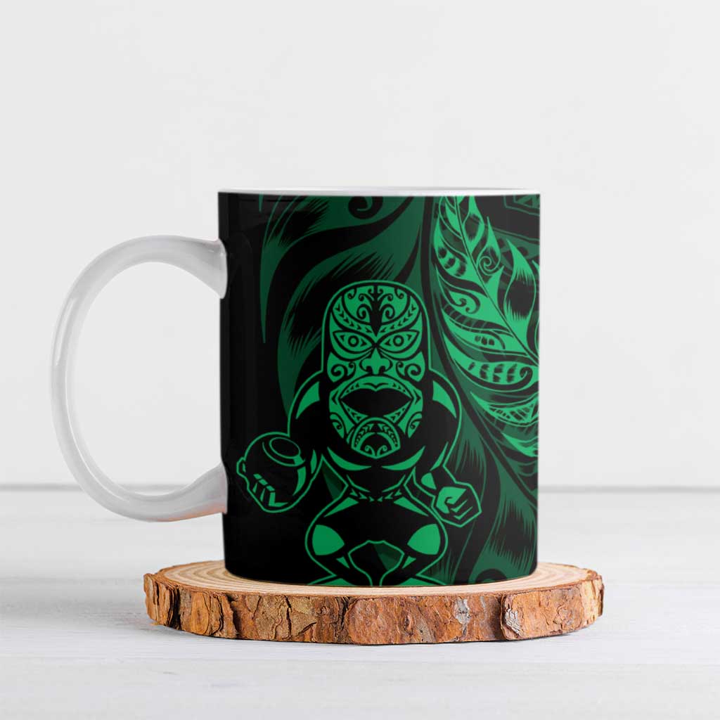 New Zealand Lawn Bowls Custom Ceramic Mug Green Maori Warrior Tribal Silver Fern LT9 Green - Polynesian Pride