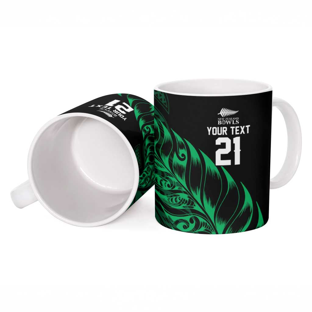 New Zealand Lawn Bowls Custom Ceramic Mug Green Maori Warrior Tribal Silver Fern LT9 - Polynesian Pride