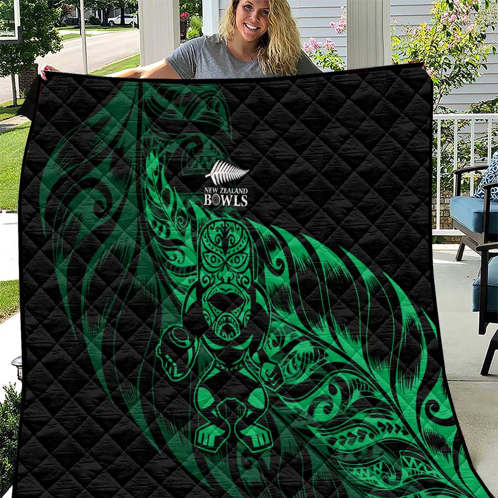 New Zealand Lawn Bowls Quilt Green Maori Warrior Tribal Silver Fern LT9 Green - Polynesian Pride