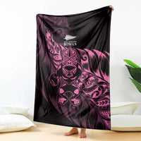 New Zealand Lawn Bowls Blanket Pink Maori Warrior Tribal Silver Fern LT9 - Polynesian Pride