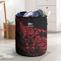 New Zealand Lawn Bowls Laundry Basket Red Maori Warrior Tribal Silver Fern LT9 Red - Polynesian Pride