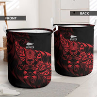 New Zealand Lawn Bowls Laundry Basket Red Maori Warrior Tribal Silver Fern LT9 - Polynesian Pride