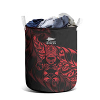New Zealand Lawn Bowls Laundry Basket Red Maori Warrior Tribal Silver Fern LT9 - Polynesian Pride