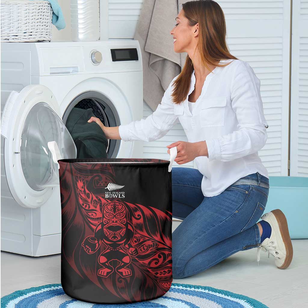 New Zealand Lawn Bowls Laundry Basket Red Maori Warrior Tribal Silver Fern LT9 - Polynesian Pride