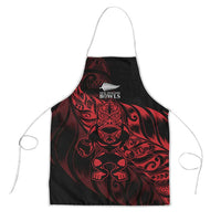 New Zealand Lawn Bowls Apron Red Maori Warrior Tribal Silver Fern LT9 Red - Polynesian Pride