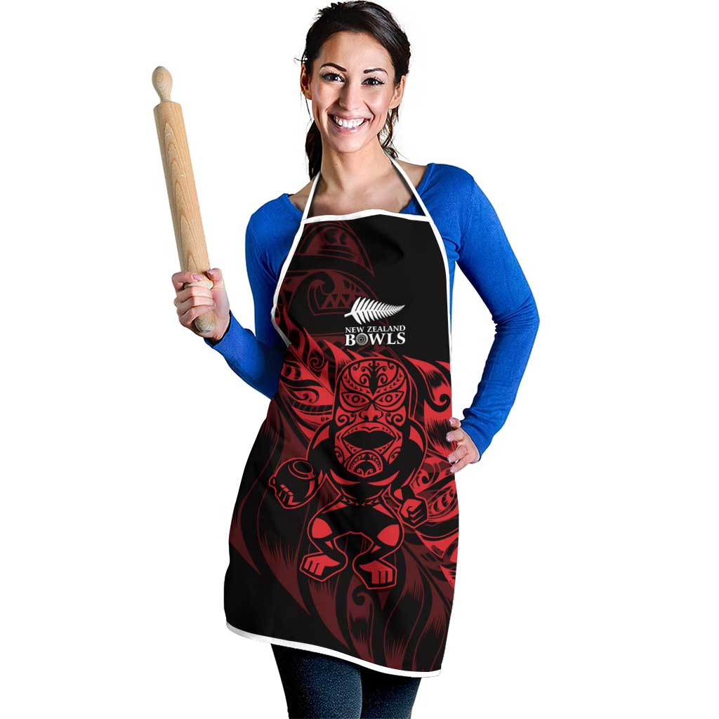 New Zealand Lawn Bowls Apron Red Maori Warrior Tribal Silver Fern LT9 - Polynesian Pride