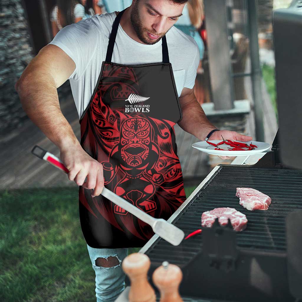 New Zealand Lawn Bowls Apron Red Maori Warrior Tribal Silver Fern LT9 - Polynesian Pride