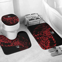 New Zealand Lawn Bowls Bathroom Set Red Maori Warrior Tribal Silver Fern LT9 Mat Set Only (3 pcs) One Size Red - Polynesian Pride