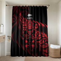 New Zealand Lawn Bowls Bathroom Set Red Maori Warrior Tribal Silver Fern LT9 Shower Curtain Only Red - Polynesian Pride