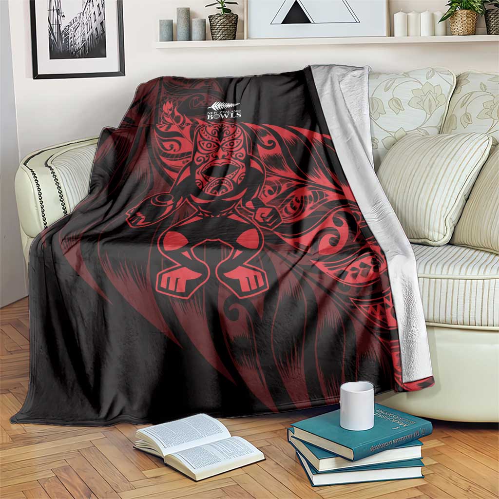 New Zealand Lawn Bowls Blanket Red Maori Warrior Tribal Silver Fern LT9 Red - Polynesian Pride