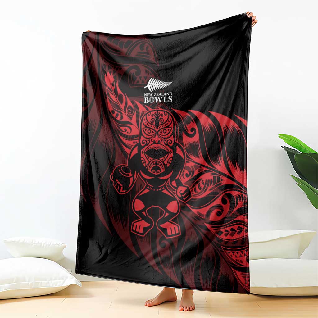 New Zealand Lawn Bowls Blanket Red Maori Warrior Tribal Silver Fern LT9 - Polynesian Pride