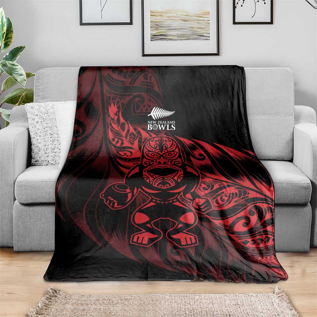 New Zealand Lawn Bowls Blanket Red Maori Warrior Tribal Silver Fern LT9 - Polynesian Pride