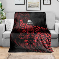 New Zealand Lawn Bowls Blanket Red Maori Warrior Tribal Silver Fern LT9 - Polynesian Pride