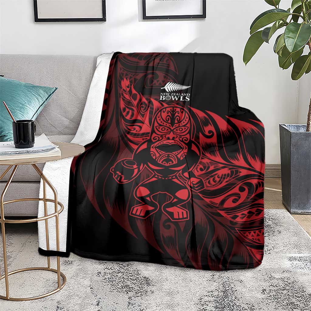 New Zealand Lawn Bowls Blanket Red Maori Warrior Tribal Silver Fern LT9 - Polynesian Pride