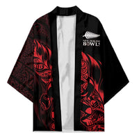 New Zealand Lawn Bowls Custom Kimono Red Maori Warrior Tribal Silver Fern LT9 Unisex Red - Polynesian Pride
