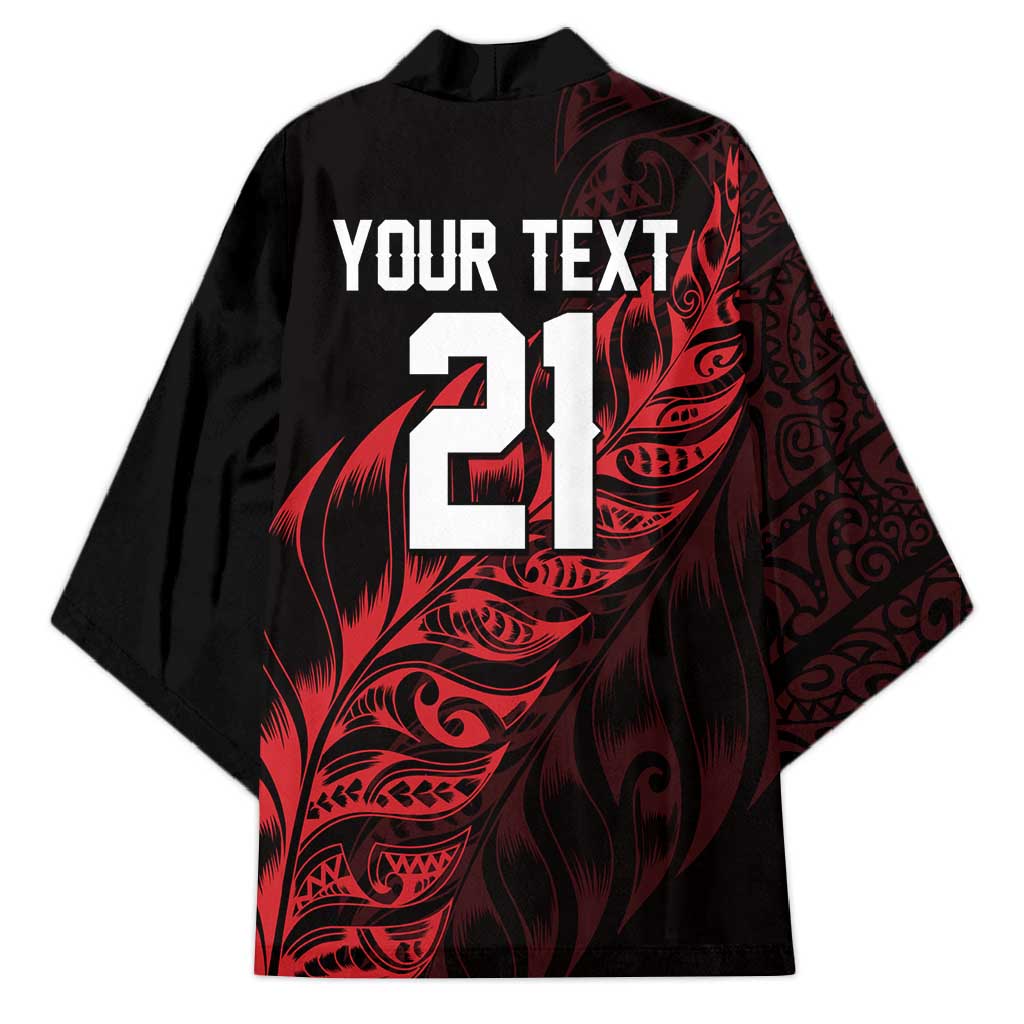 New Zealand Lawn Bowls Custom Kimono Red Maori Warrior Tribal Silver Fern LT9 - Polynesian Pride