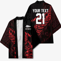 New Zealand Lawn Bowls Custom Kimono Red Maori Warrior Tribal Silver Fern LT9 - Polynesian Pride