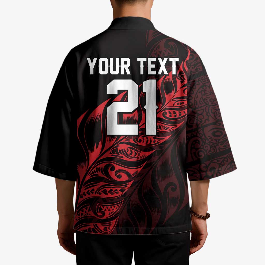 New Zealand Lawn Bowls Custom Kimono Red Maori Warrior Tribal Silver Fern LT9 - Polynesian Pride