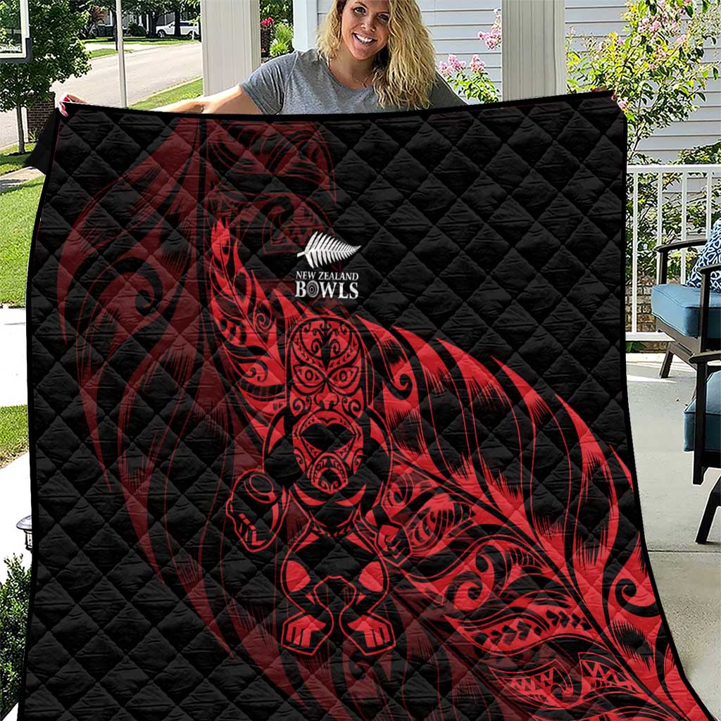New Zealand Lawn Bowls Quilt Red Maori Warrior Tribal Silver Fern LT9 Red - Polynesian Pride