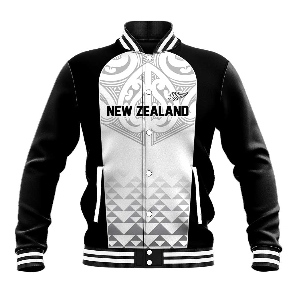 World Football 2026 New Zealand Custom Baseball Jacket All White Fern Maori Tribal LT9 Unisex White - Polynesian Pride