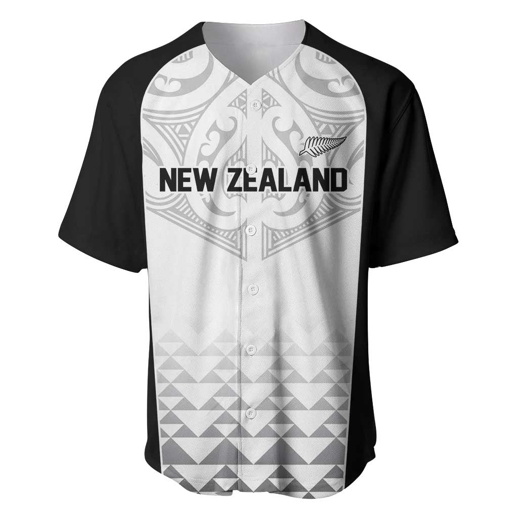 World Football 2026 New Zealand Custom Baseball Jersey All White Fern Maori Tribal LT9 White - Polynesian Pride