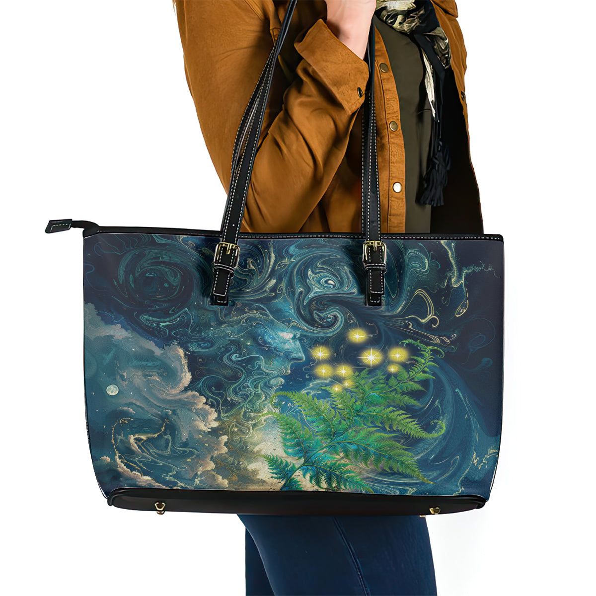 New Zealand Matariki Waipuna-a-rangi Leather Tote Bag He Roimata o Rangi LT9 - Polynesian Pride
