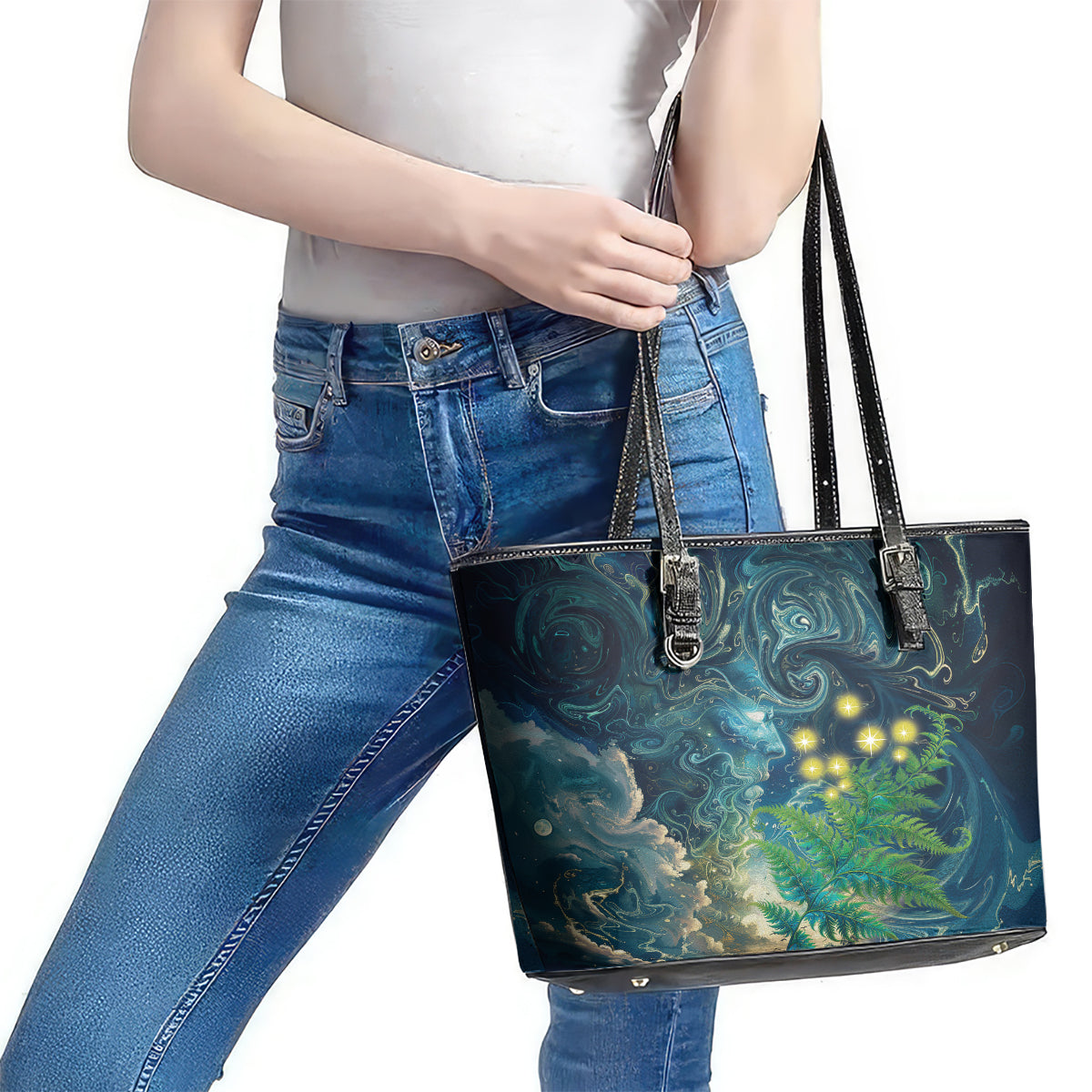 New Zealand Matariki Waipuna-a-rangi Leather Tote Bag He Roimata o Rangi LT9 - Polynesian Pride