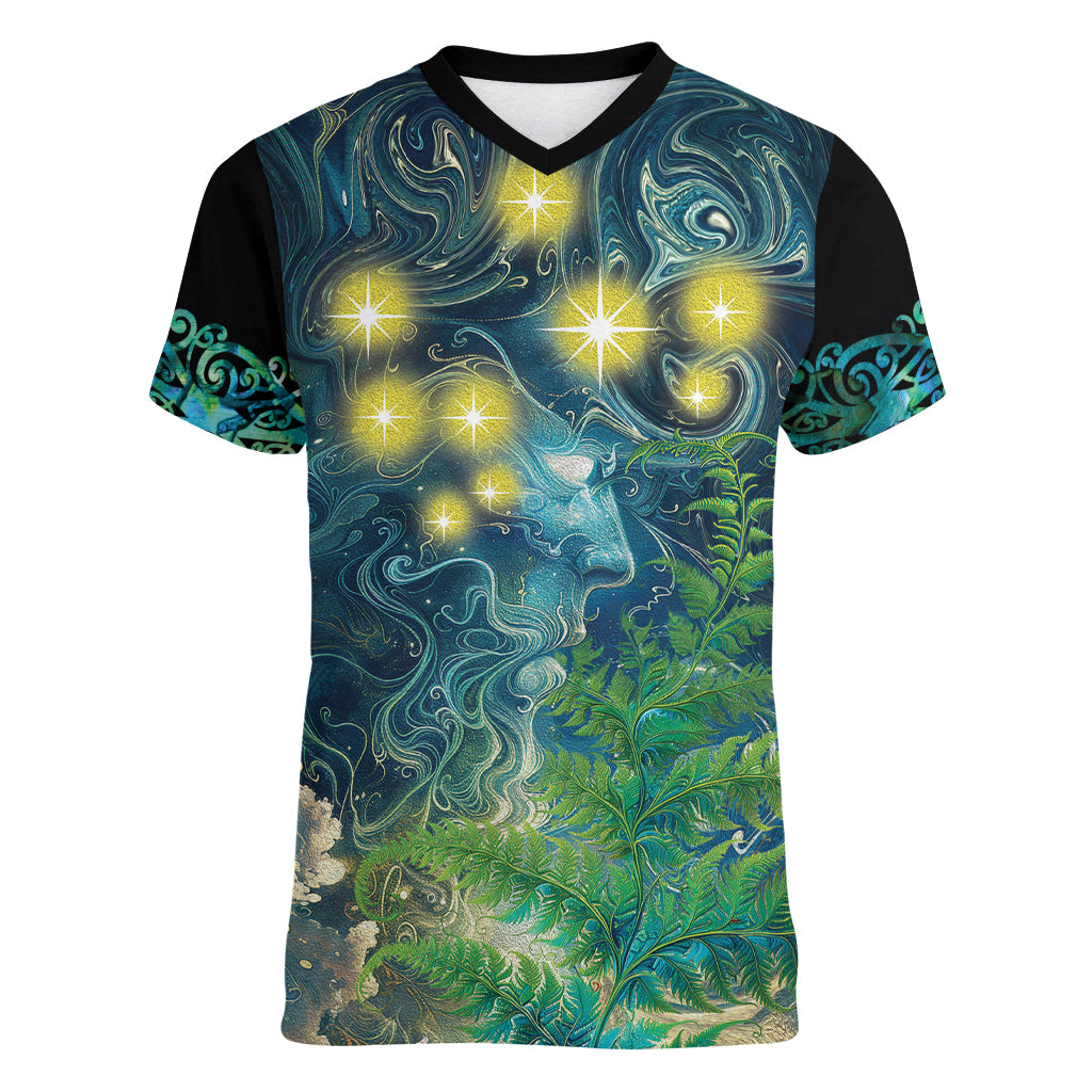 New Zealand Matariki Waipuna-a-rangi Women V-Neck T-Shirt He Roimata o Rangi